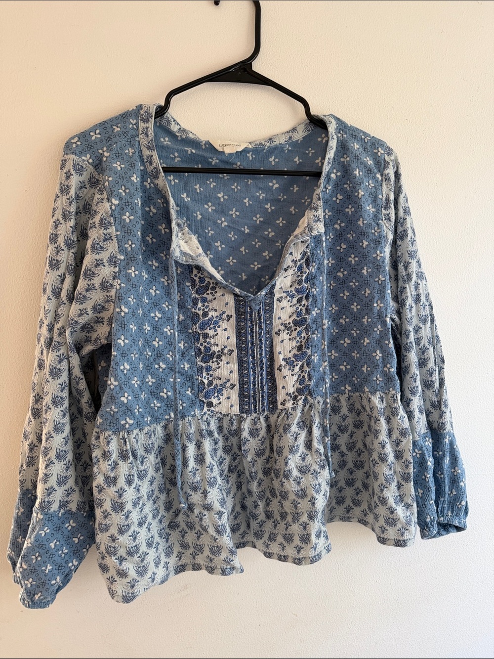 Lucky brand boho patchwork blouse - Picture 2 of 4